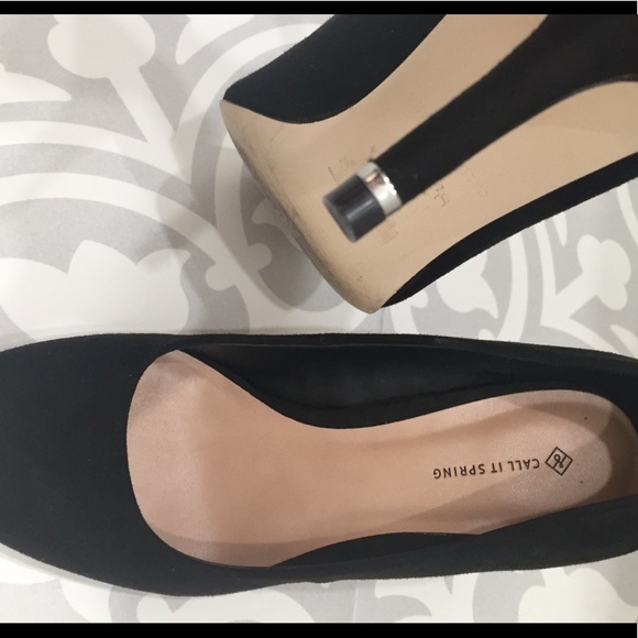 Spring Black Faux suede Heels - Picture 2 of 7